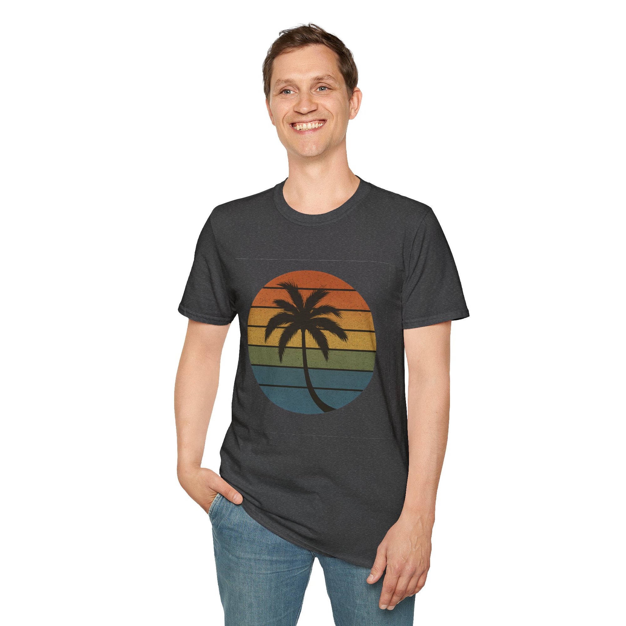 Sunset Palm Unisex T-Shirt, Softstyle Tee, Inspirational Shirt, Heartfelt Gift