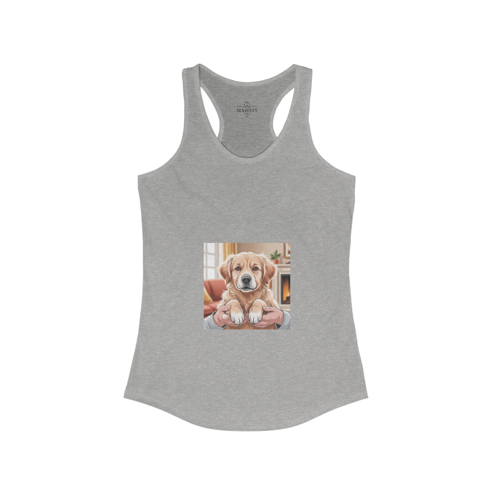 Golden Retriever Racerback Tank, Bohemian Style Top, Summer Attire, Casual Wear, Gift for Her, Festival Clothing