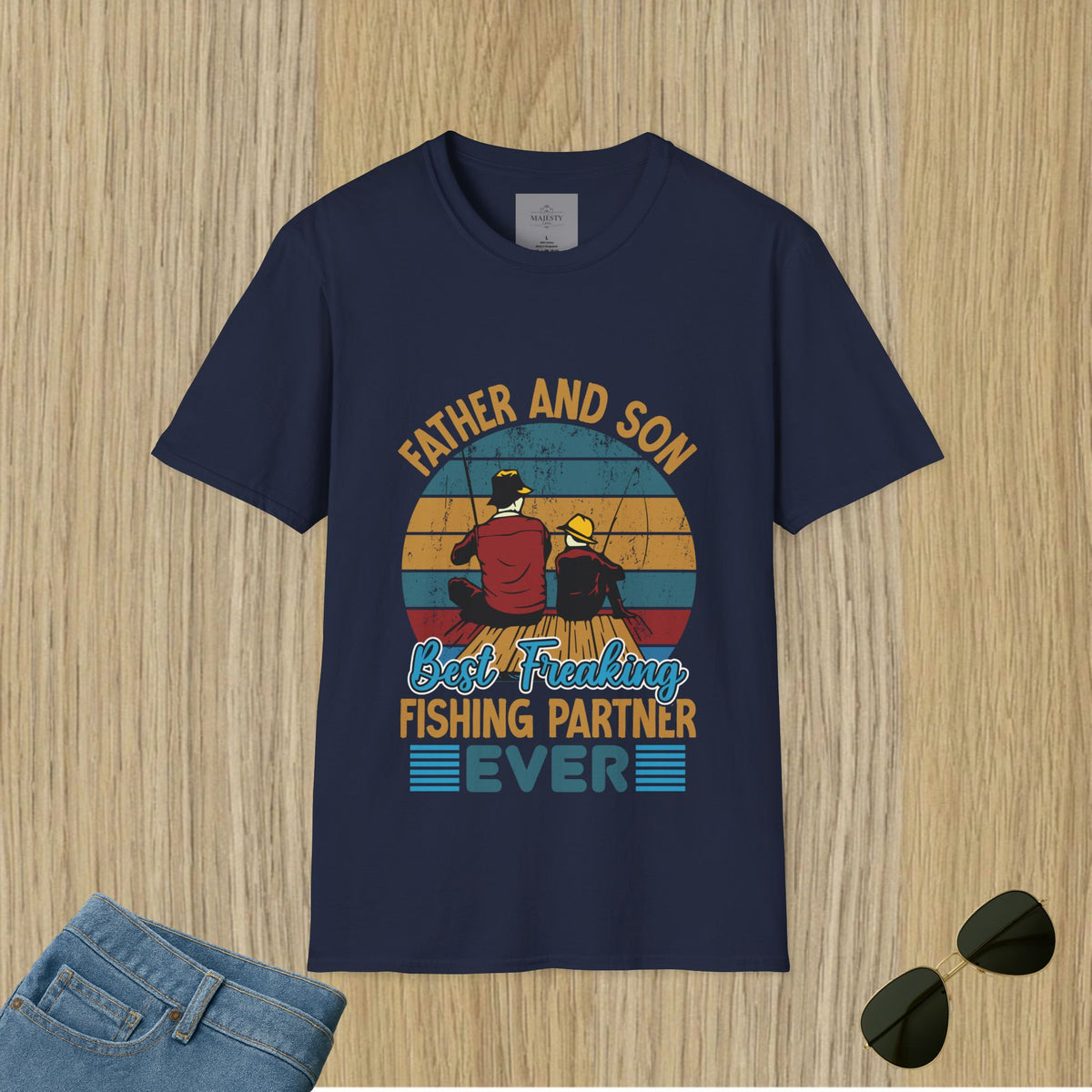 Father and Son Fishing Unisex T-Shirt, Softstyle Tee