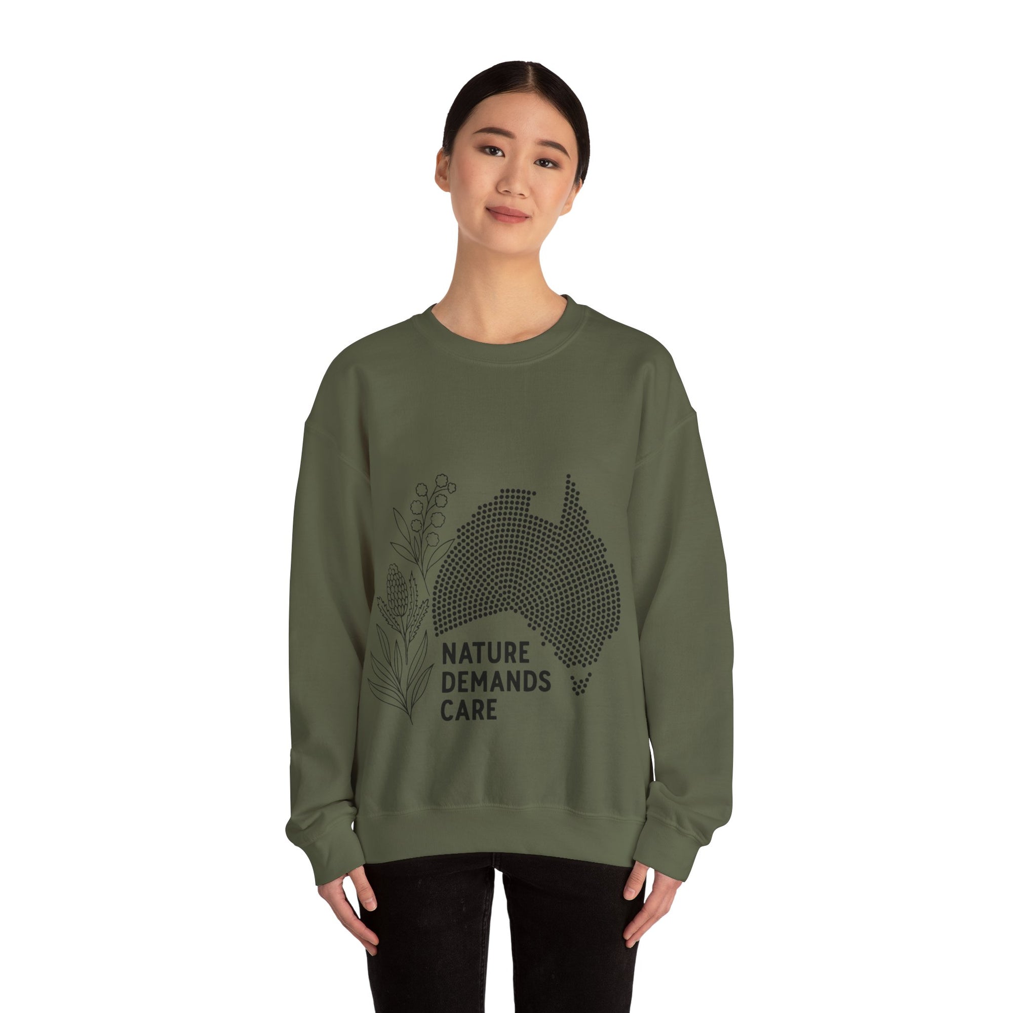 Nature Demands Care Unisex Crewneck Sweatshirt | Cozy Gift for Travelers, Fashion Lovers, Tasmania Souvenir, Comfortable Sweatshirt, [...]