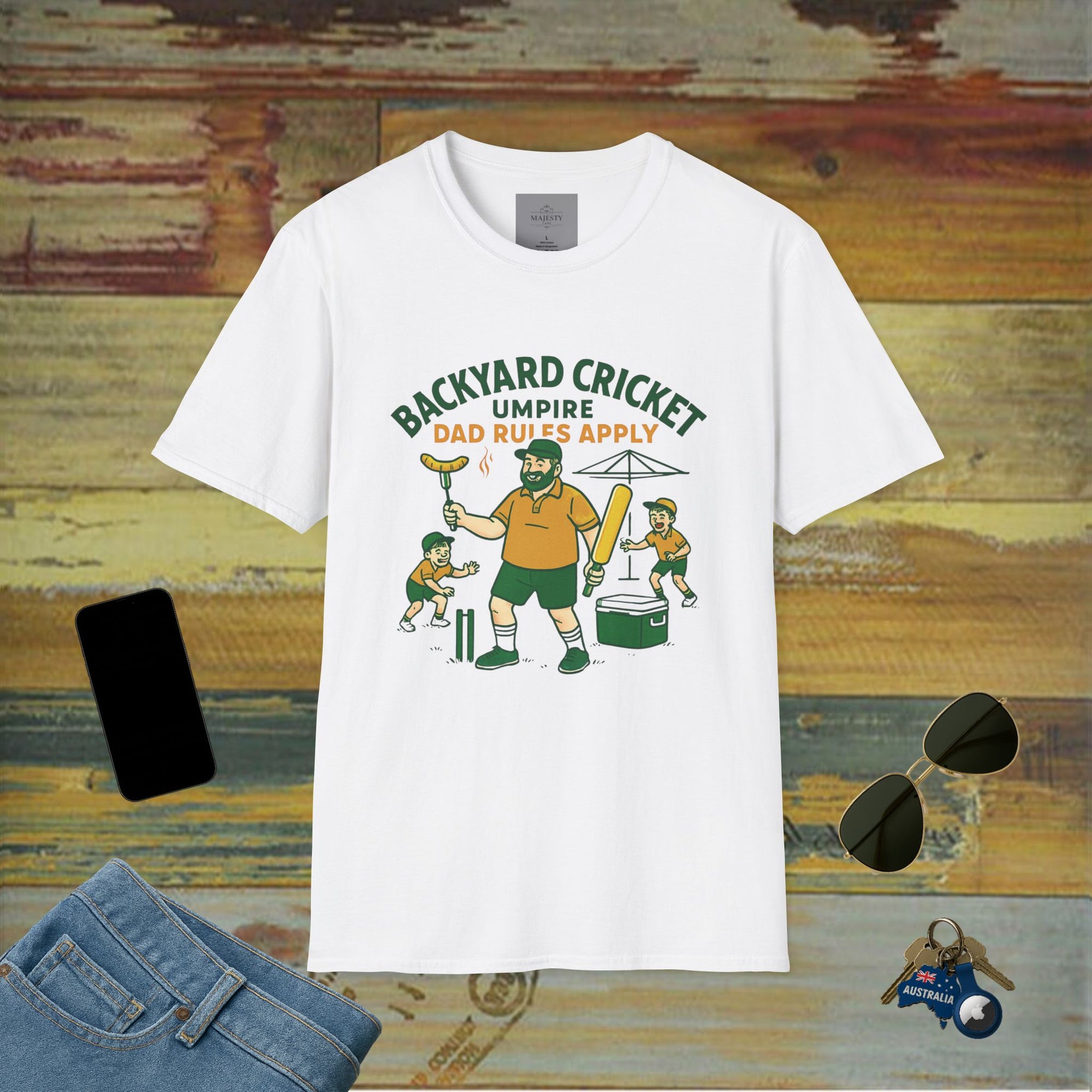 Backyard Cricket Dad Can't Fix T-Shirt, Softstyle Tee