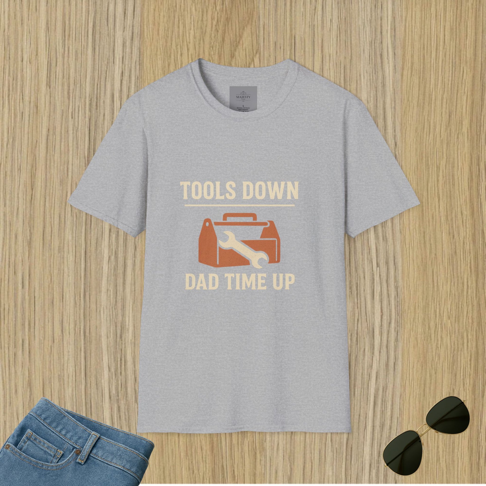 Tools Down Dad Time Up T-Shirt, Softstyle Tee
