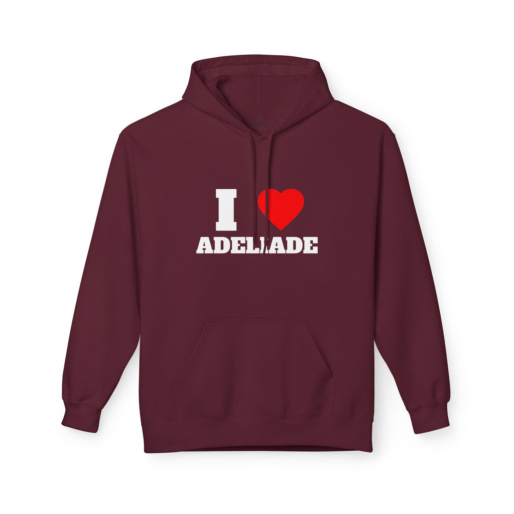 'I Love Adeliade' Unisex Softstyle Fleece Hoodie, Cozy Gift, Streetwear, Unique Fashion, Casual Wear, Lounge Essential