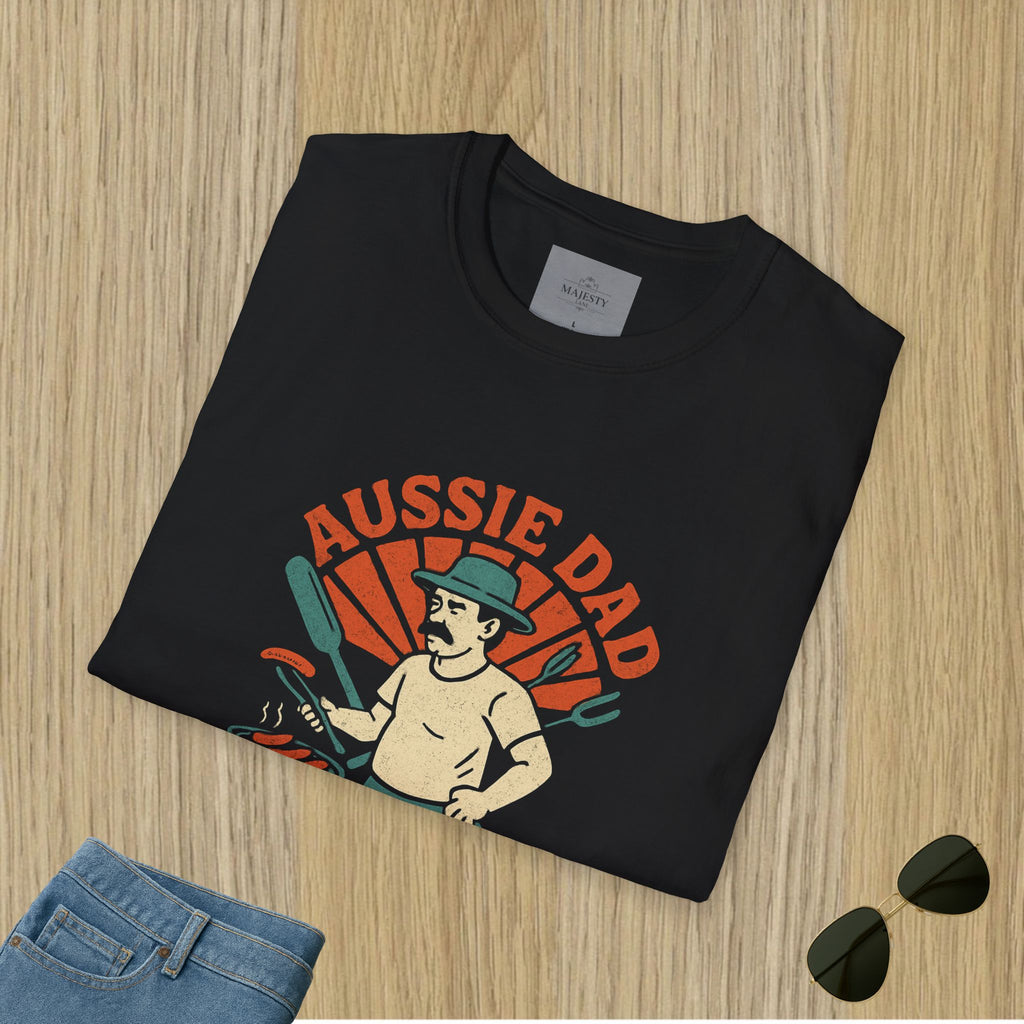 Retro Aussie Dad BBQ Vibes T-Shirt, Softstyle Tee