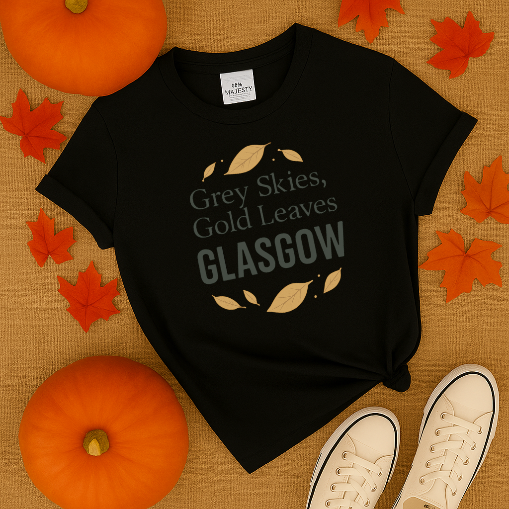 Grey Skies Gold Leaves Glasgow T-Shirt