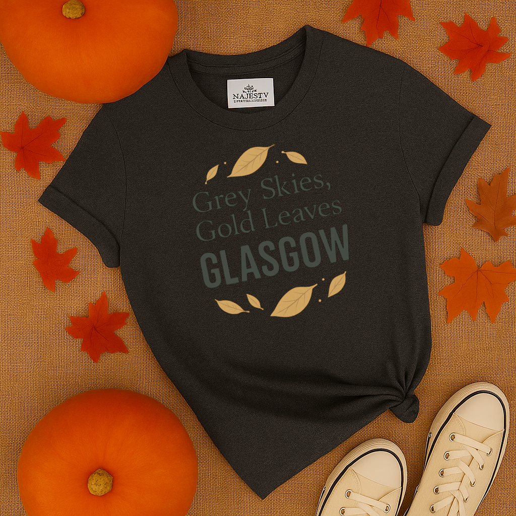 Grey Skies Gold Leaves Glasgow T-Shirt